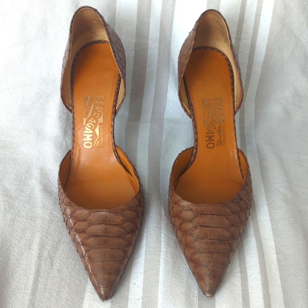 Salvatore Ferragamo Snake Skin Heels size 8.5